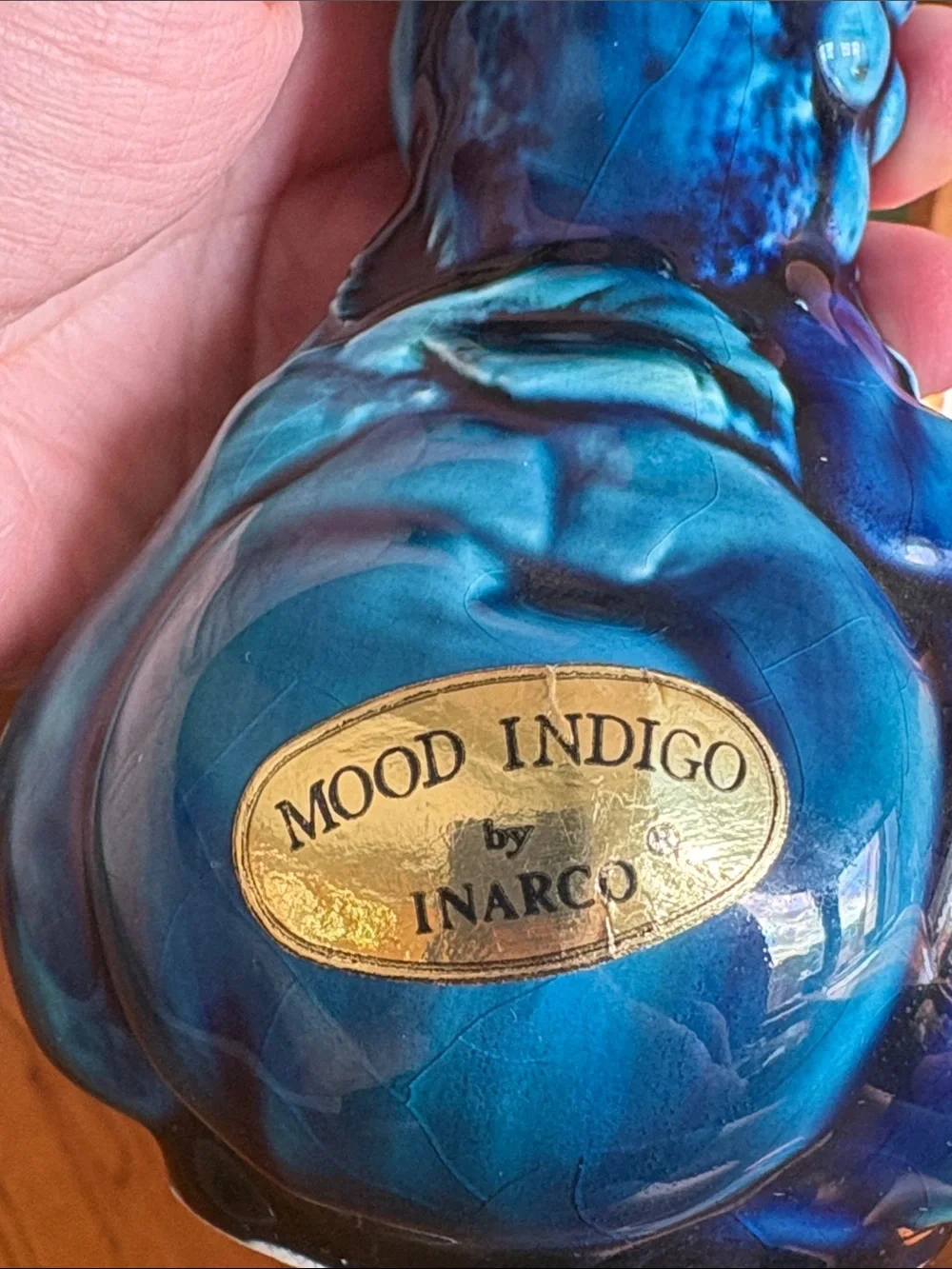 INARCO Mood Indigo - Vintage Mid- Century Collectible Vase - High-Relief
